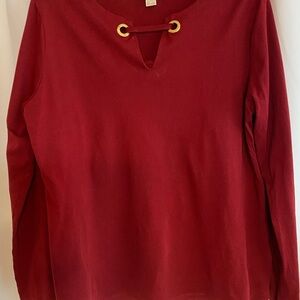Michael Kors Red Long Sleeve Top